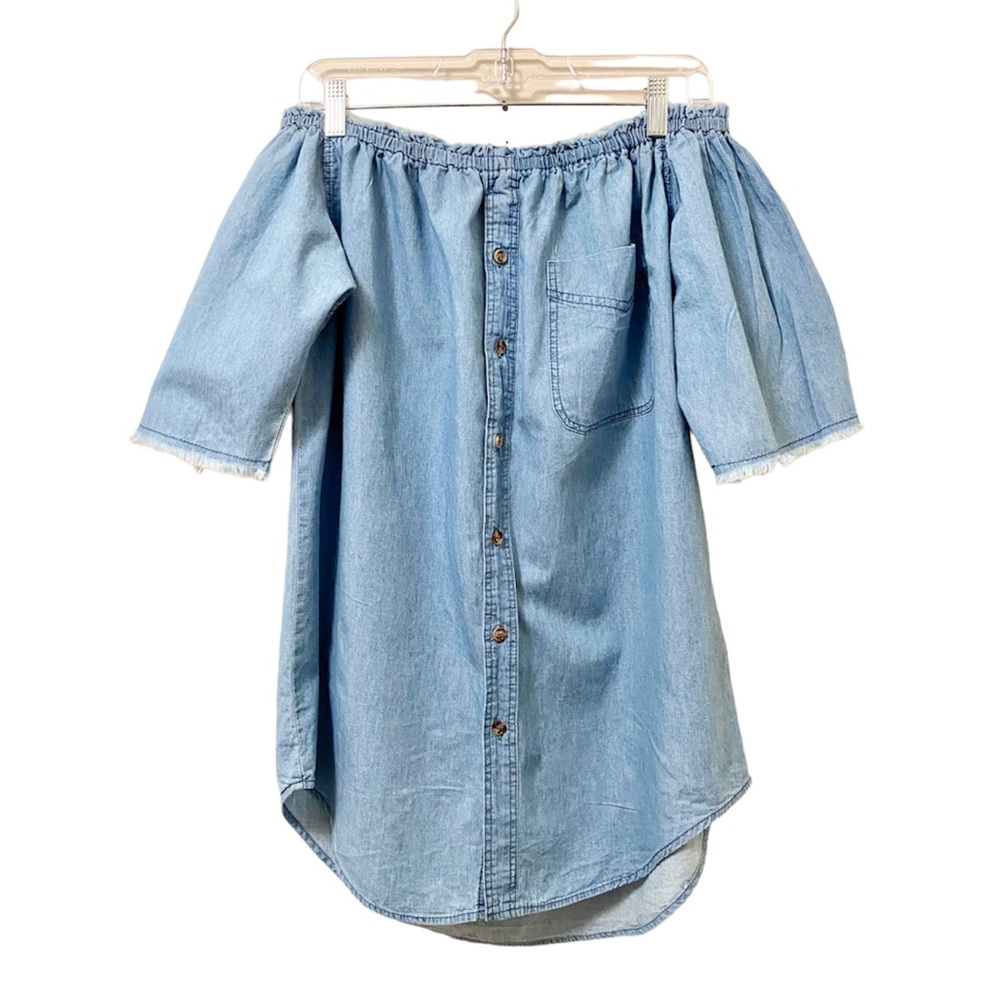 [Fashion Nova] Off The Shoulder Denim Dress - Picture 5 of 6